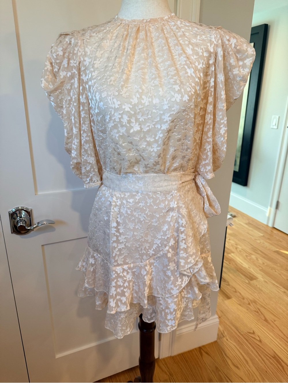 Sabina Musayev Cream Floral Semi Sheer Skirt Set
